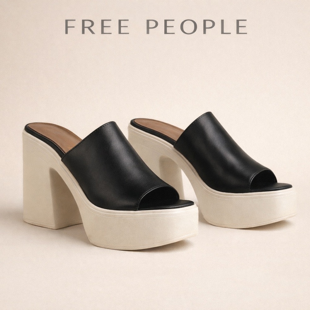 FREE PEOPLE 'Zoe' Platform Slide Sandal in Black OB1313958 EU 39 US9
